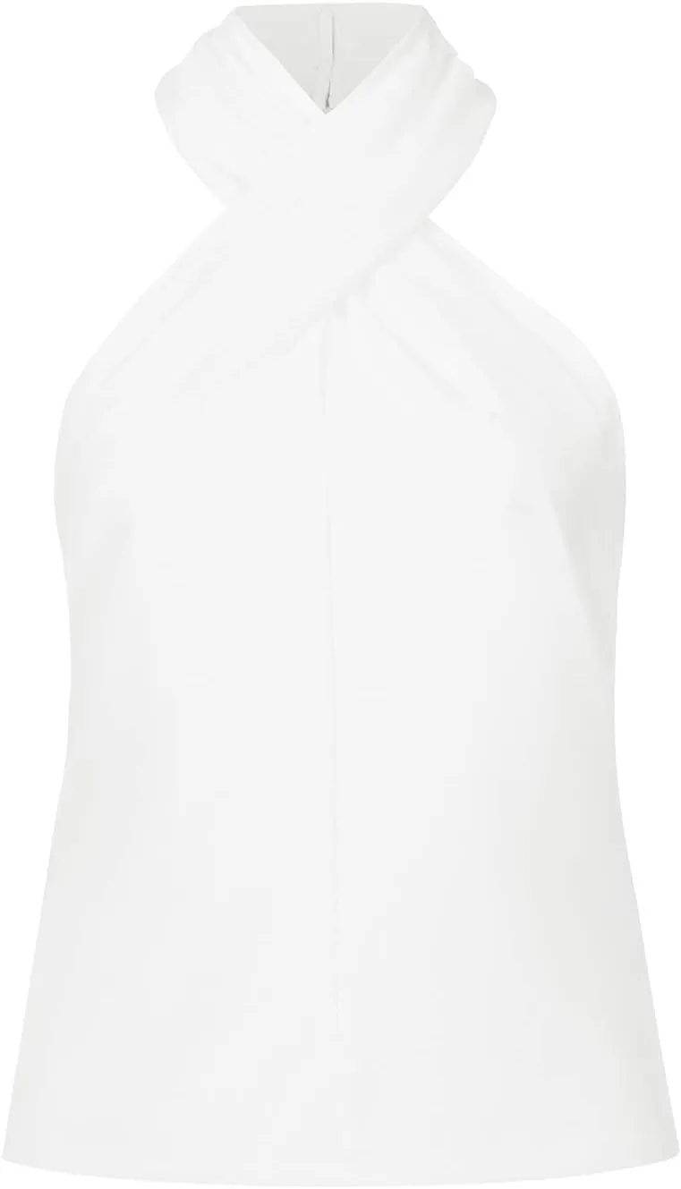 Womens Summer Halter Tank Tops Sleeveless Criss Cross Zipper Basic Top Beach Vacation Off Shoulder Outfit