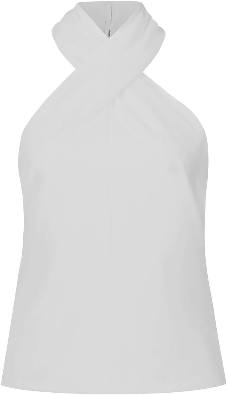 Womens Summer Halter Tank Tops Sleeveless Criss Cross Zipper Basic Top Beach Vacation Off Shoulder Outfit