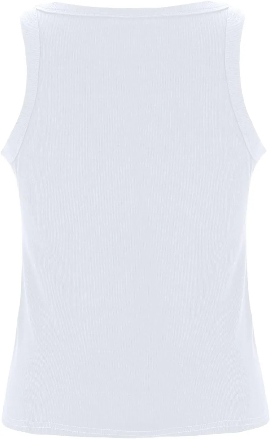 Women's Summer Sleeveless Tank Top with Built in Bras Ribbed Knit Casual Going Out T Shirts Cute Workout Camisoles