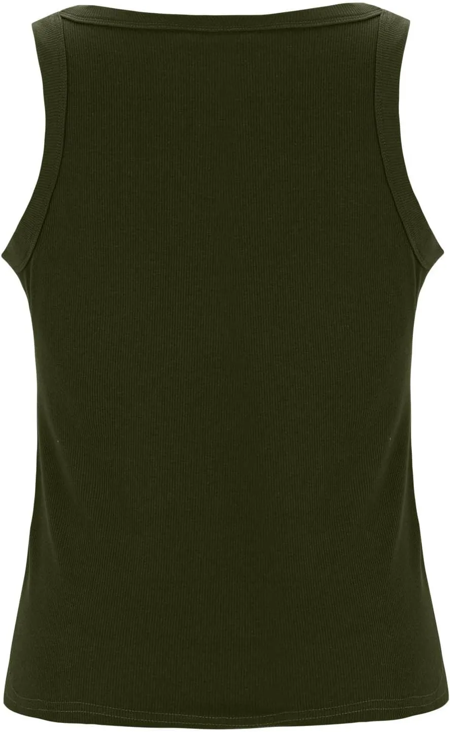 Women's Summer Sleeveless Tank Top with Built in Bras Ribbed Knit Casual Going Out T Shirts Cute Workout Camisoles