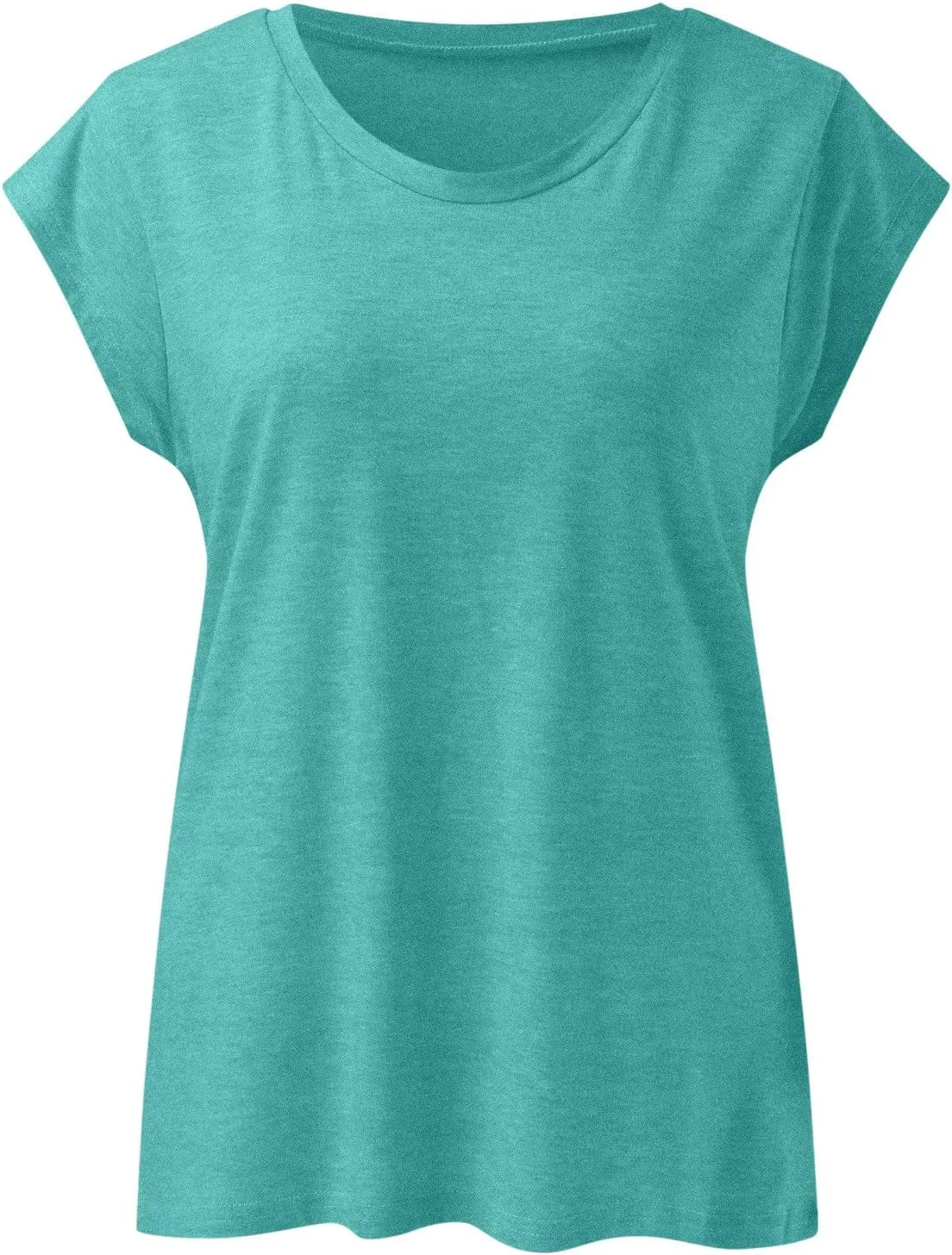 Women's Summer Tops 2025 Trendy Plus Size Cap Sleeve T Shirts Loose Fit Tank Top V Neck Solid Casual Tunic Blouse
