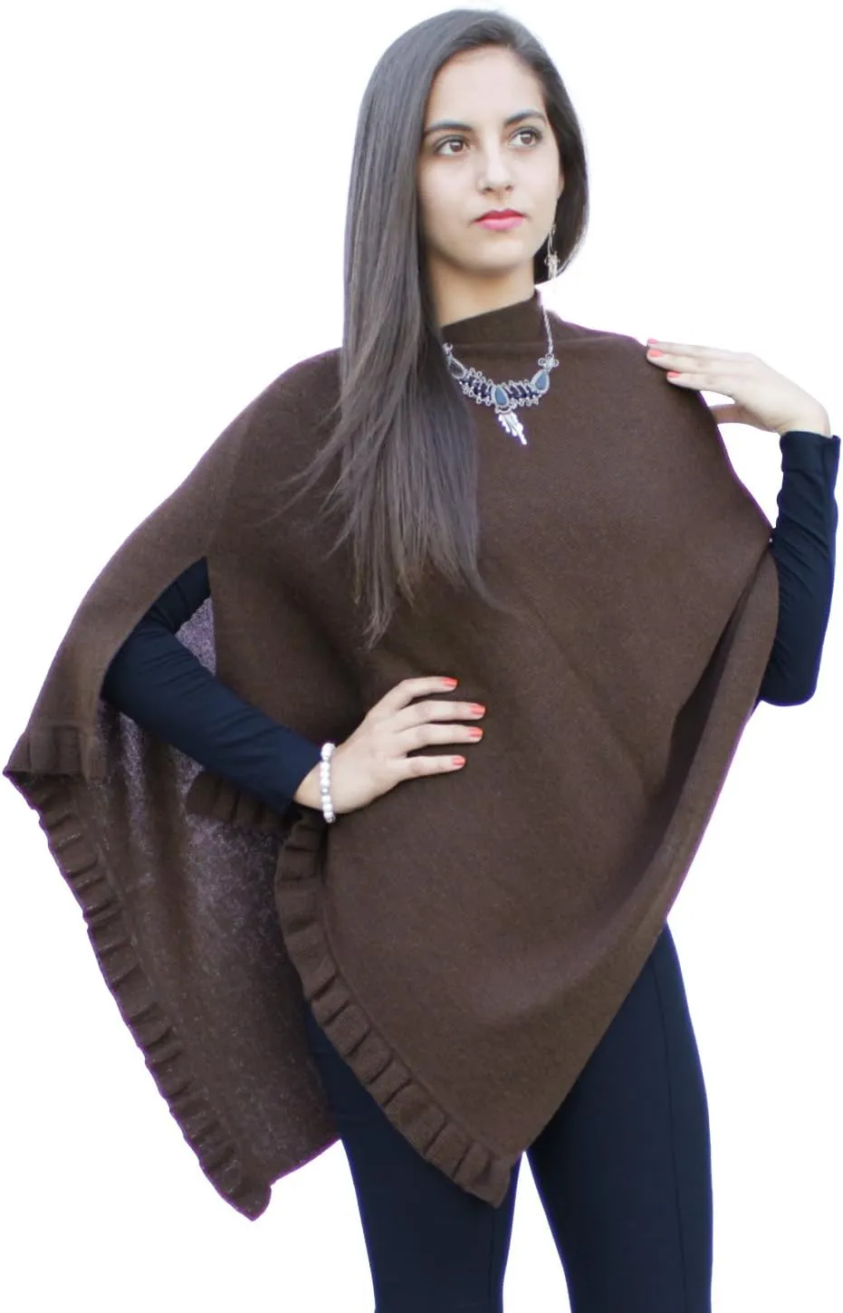 Women's Superfine Alpaca Wool Poncho Shawl Pashmina - Special Shape