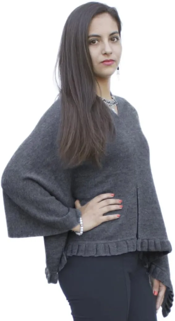 Women's Superfine Alpaca Wool Poncho Shawl Pashmina - Special Shape