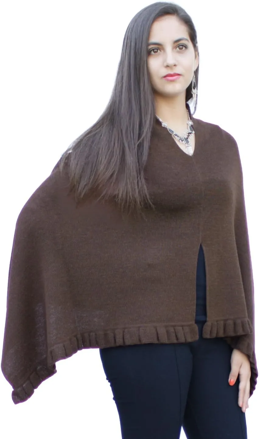 Women's Superfine Alpaca Wool Poncho Shawl Pashmina - Special Shape