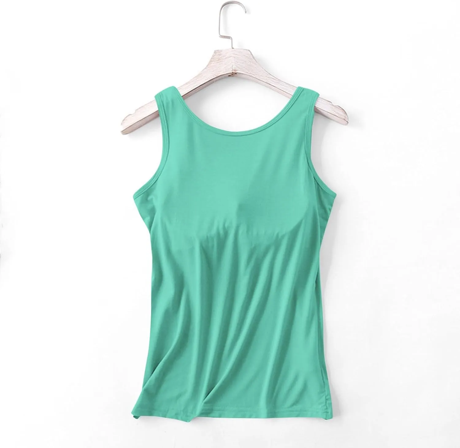 Womens Tank Tops with Built in Bra Seamless Crewneck Workout Tops Sleeveless Athletic Yoga Shirts Sports Gym Clothes