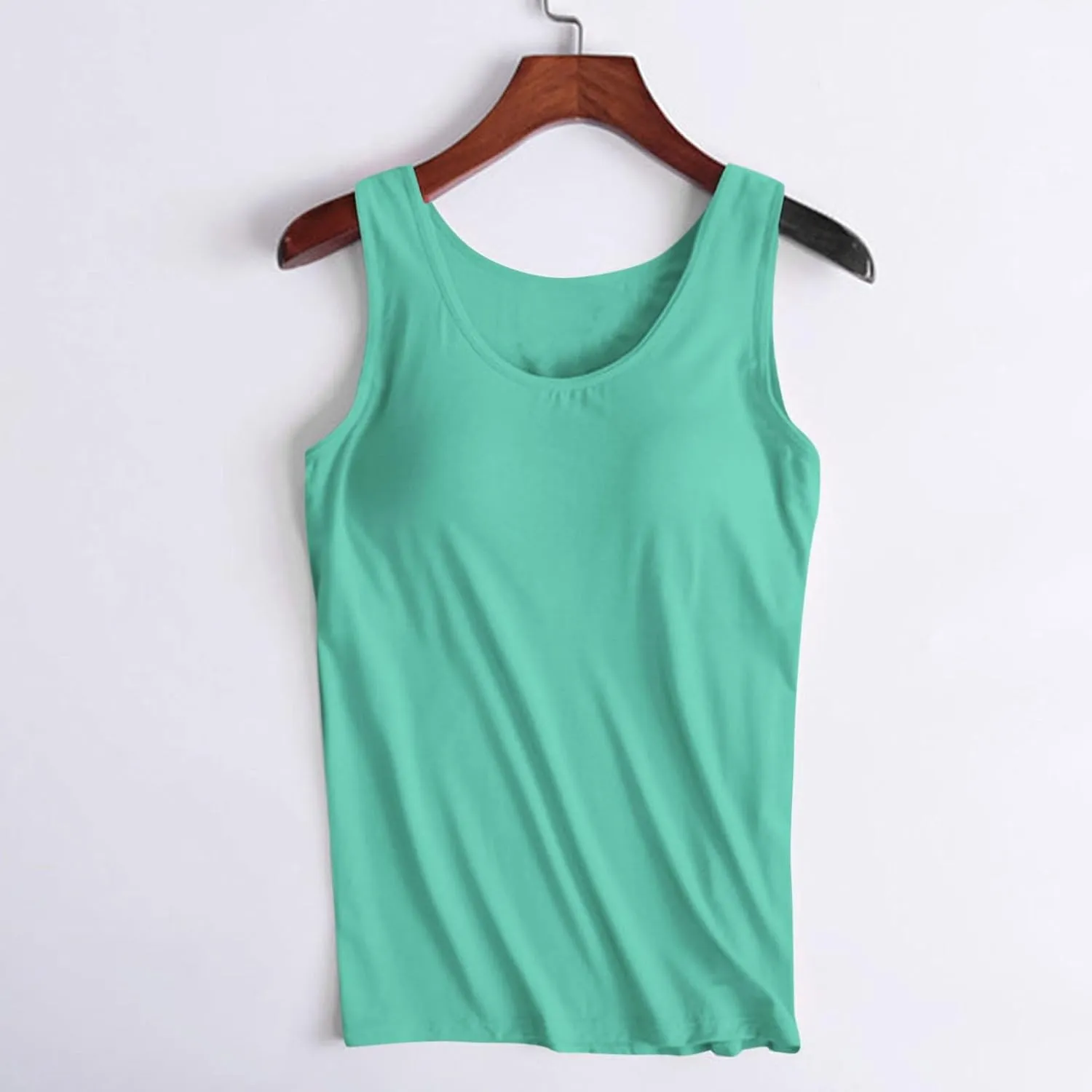 Womens Tank Tops with Built in Bra Seamless Crewneck Workout Tops Sleeveless Athletic Yoga Shirts Sports Gym Clothes