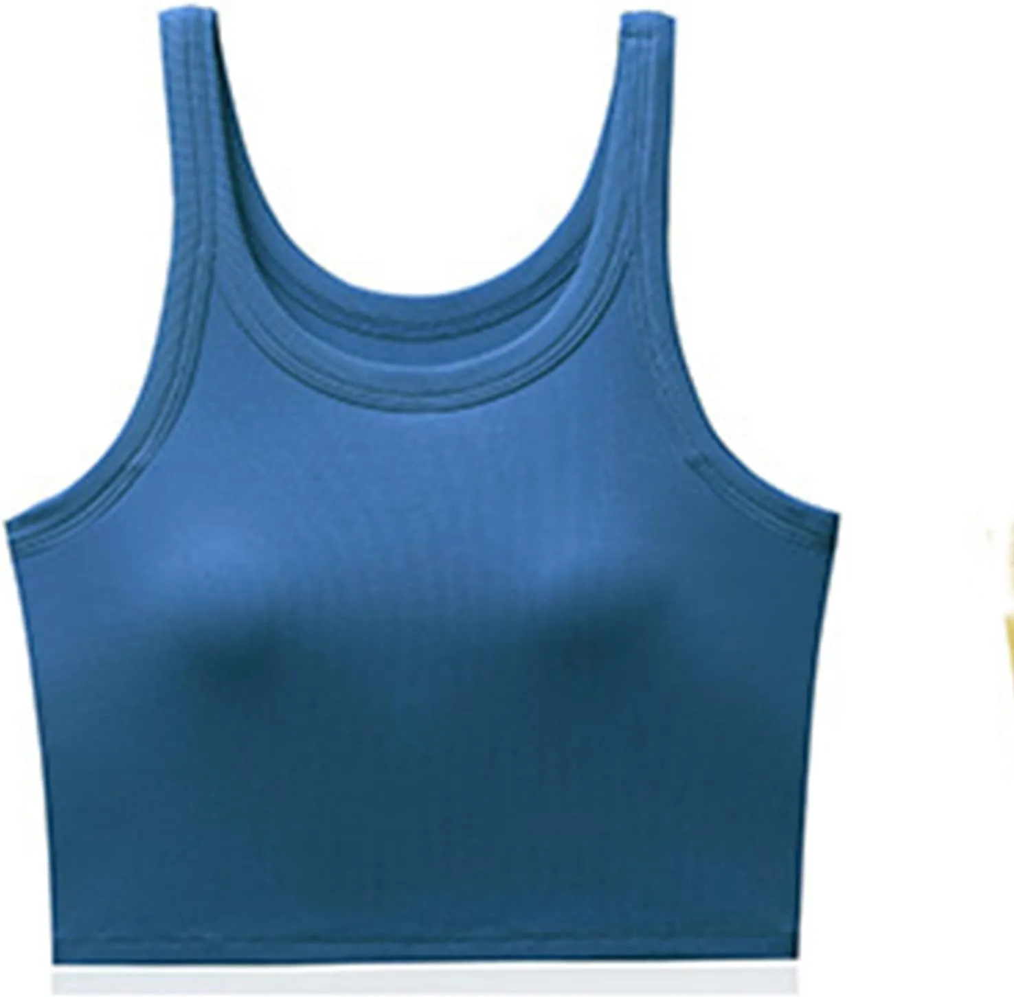 Womens Tank Tops with Bulit Padded Bra Workout Yoga Crop Tops Slim Fit Basic U Neck Active Underwear Ribbed Tanks