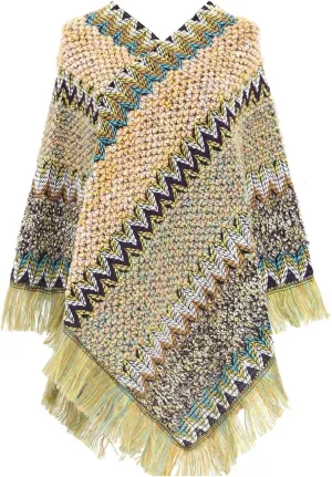 Women's Vintage Warm Knitted Tassel Poncho Shawl Cape Button Cardigan Poncho Cape Blanket Shawls and Wraps for Winter
