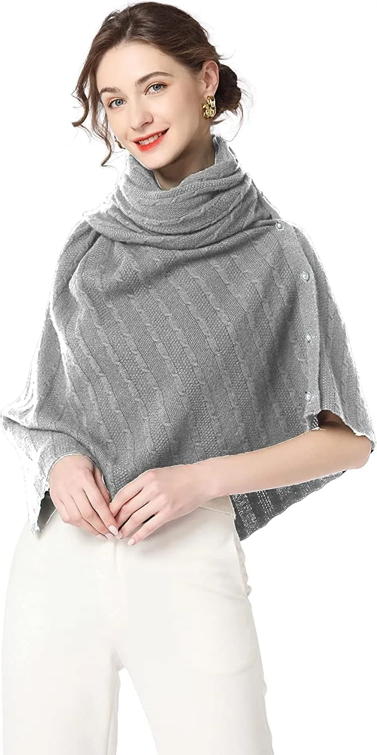 Women's Winter Warm Soft wool blend Poncho Knit cape shawls and wraps