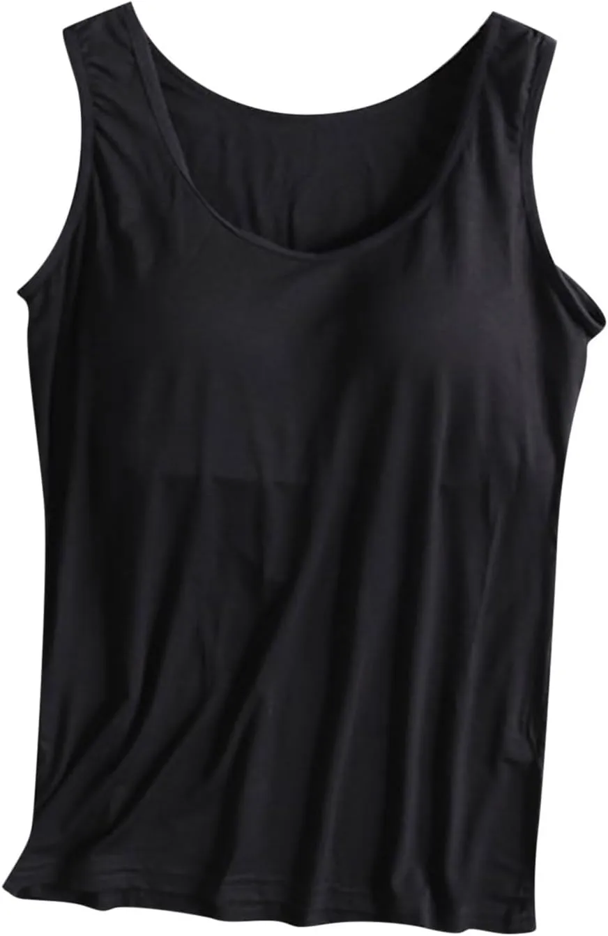 Workout Tank Tops for Women with Built in Bra U Neck Basic Camisole Comfort Summer Active Underwear Crop Tops Padded