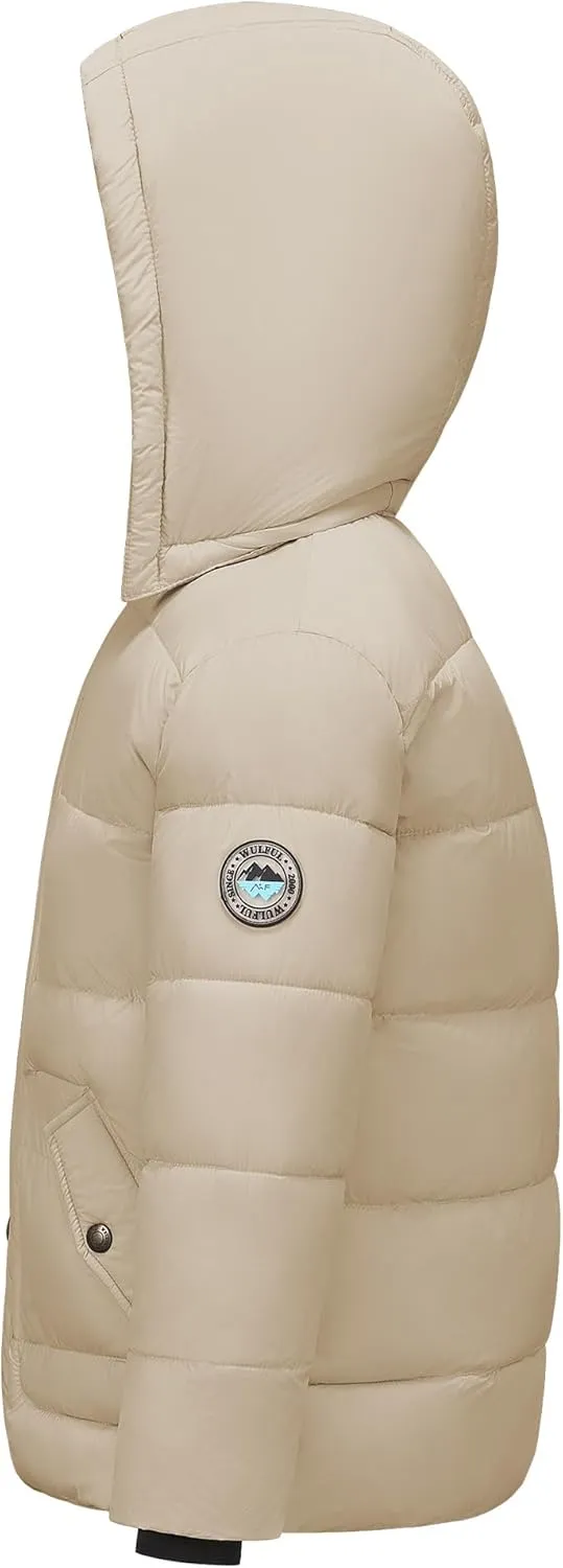 WULFUL Kids Boy's Winter Coat Detachable Hat Puffer Windbreaker Warm Cotton Jacket Parka Down Outdoor Coats