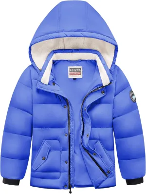 WULFUL Kids Boy's Winter Coat Detachable Hat Puffer Windbreaker Warm Cotton Jacket Parka Down Outdoor Coats