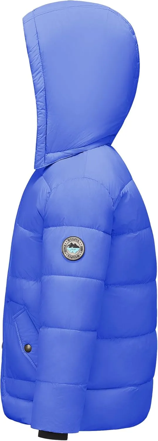 WULFUL Kids Boy's Winter Coat Detachable Hat Puffer Windbreaker Warm Cotton Jacket Parka Down Outdoor Coats