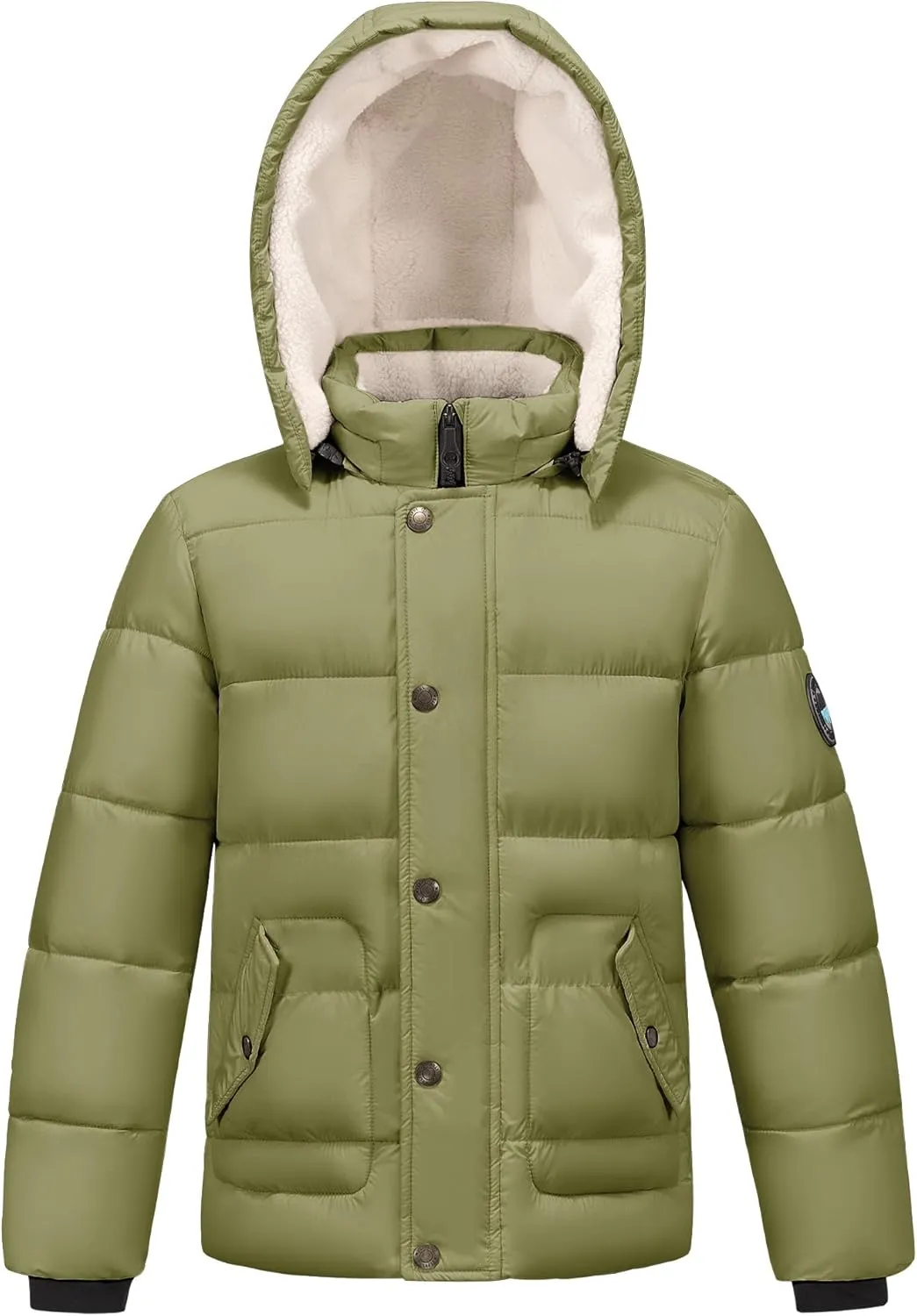 WULFUL Kids Boy's Winter Coat Detachable Hat Puffer Windbreaker Warm Cotton Jacket Parka Down Outdoor Coats