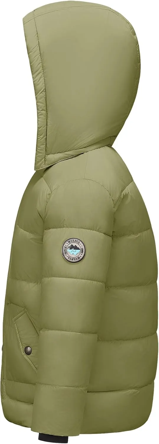 WULFUL Kids Boy's Winter Coat Detachable Hat Puffer Windbreaker Warm Cotton Jacket Parka Down Outdoor Coats