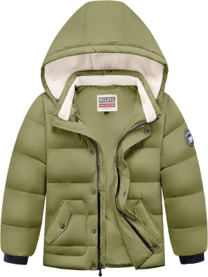 WULFUL Kids Boy's Winter Coat Detachable Hat Puffer Windbreaker Warm Cotton Jacket Parka Down Outdoor Coats