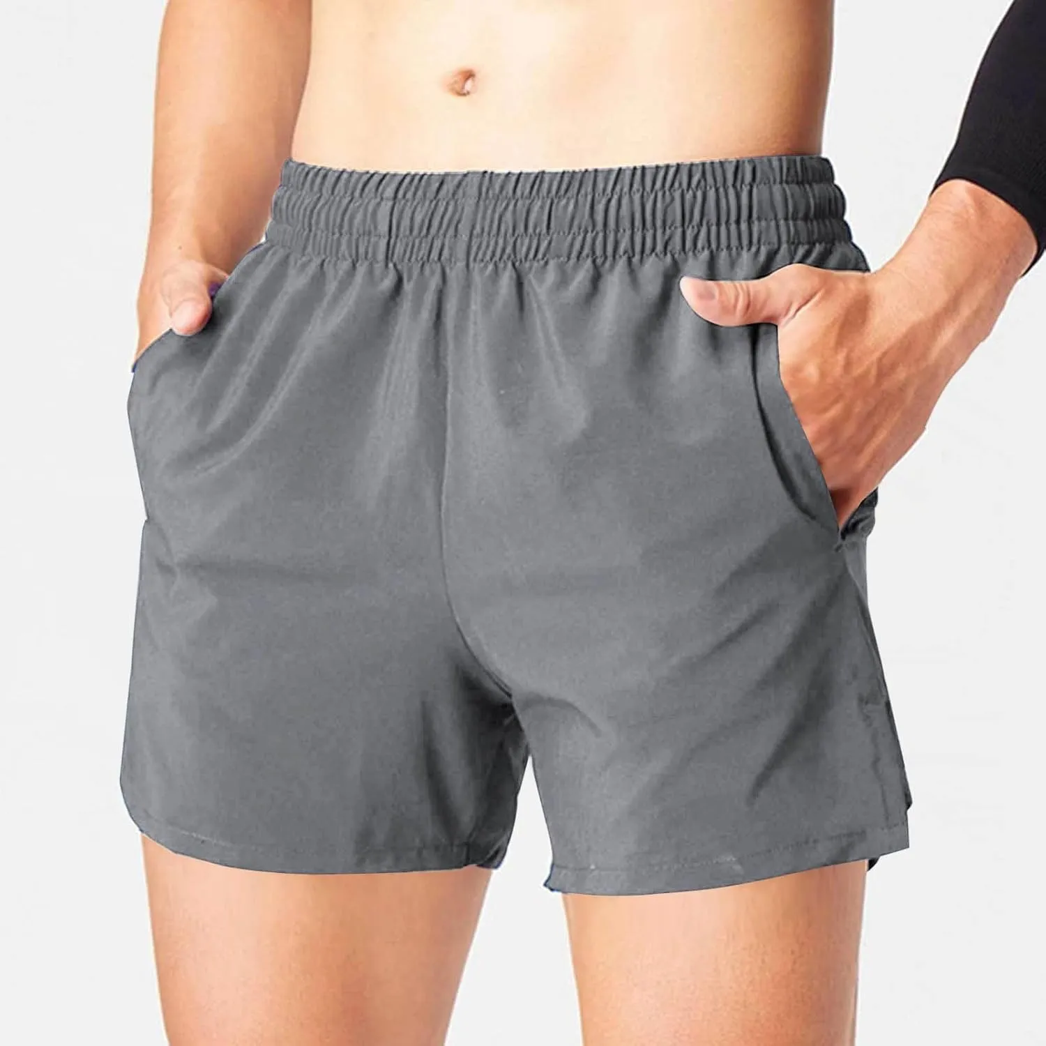 Xiaojmake Mens Running Shorts Quick Dry Athletic Gym Shorts with Zipper Pockets Water Resistant Workout Training Shorts