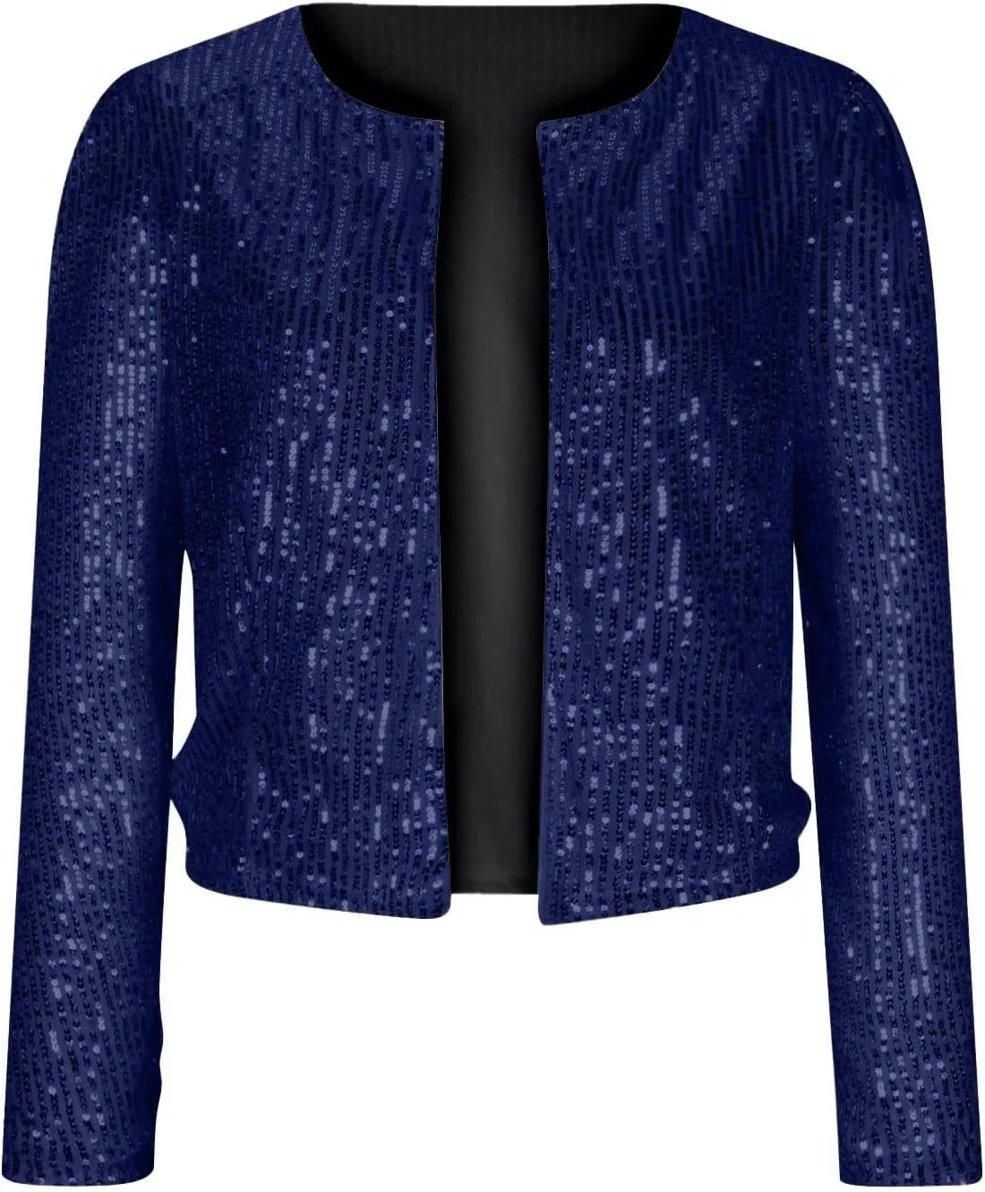 XUNRYAN Sequin Blazer Women Casual Open Front Cardigan Sparkly Jacket Glitter Long Sleeve Short Coats Crop Shrug Wraps Outfit