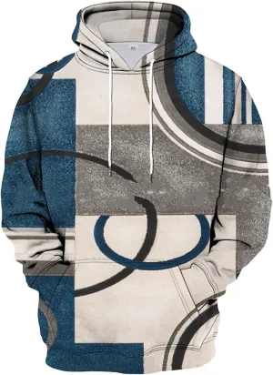 Ymosrh Men's Hoodies Pullover Long Sleeve Drawstring Hipster 3D Graphic Hooded Sweatshirts With Kanga Pockets, M-6XL